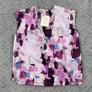 Threads 4 Thought Shirt Womens Small Purple Pink Silk Sleeveless Blouse Wrap Top - Picture 1 of 7
