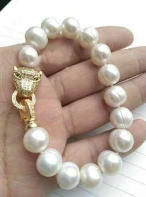 Hermoso Brazalete AAA+ 11-12mm Mar del Sur Genuino Blanco Barroco Perla 8 Pulgadas Foto 1 de 3