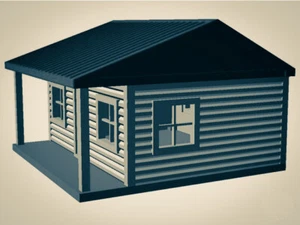 "The Outdoor Series" - Cabin #5 - Camping - Modeled in Color - N Scale 1:160 3D - Picture 1 of 12