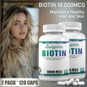 Biotin 10000 mcg Maximale Stärke Hochpotenz 240 Kapseln Haare Haut und Nägel - Bild 1 von 11