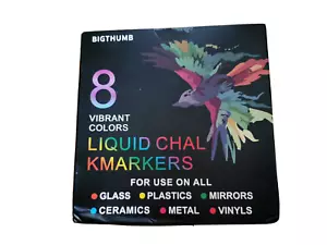 BIGTHUMB Liquid Chalk Markers Set - 8 Vibrant Colours - Picture 1 of 2
