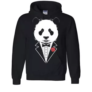 🔥 Panda bear tuxedo Suit Hoodie Funny Party Red Rose Prom Wedding joke - Picture 1 of 4
