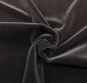 DESIGNER PLUSH MOHAIR CHARCOAL GRAY VELVET FURNITURE DRAPERY FABRIC BY YARD 55"W - Picture 1 of 3