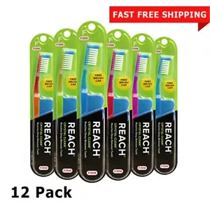 Reach Crystal Clean Firm Toothbrush Bristles With Brush Cap Oral Care 12 Pack - Picture 1 of 1