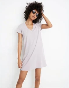 Madewell 100% Cotton T-shirt dress Lavender Size Medium V Neck - Picture 1 of 7