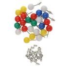 25 Pack Decorative Multi-Colored Push Pins with 8mm Round Ball Beads Head for