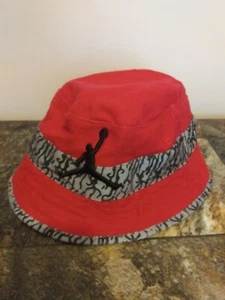 Youth Jumpman Red Bucket Hat With Cement Print Band S/M - Picture 1 of 7