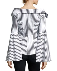 Caroline Constas Persephone gestreifte Popeline-Bluse mit Knopfleiste Gr. S - neu ohne Etikett  - Bild 1 von 3