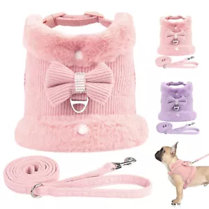 Hundegeschirr mit Leine Kleine Hunde Chihuahua Katzengeschirr Winter Fleece XS-L - Bild 1 von 22