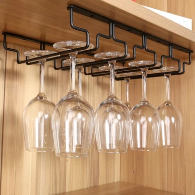 Wine Glass Rack Under Cabinet Hanging Glass Holder Kitchen Storage Organizer NEW - Image 1 of 4