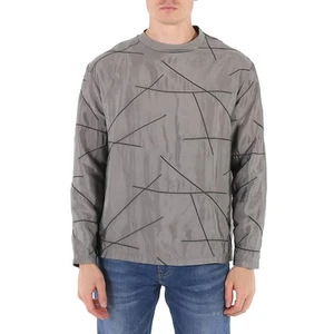 Emporio Armani Men's Grigio Striped Details Long-Sleeved T-Shirt - Picture 1 of 7