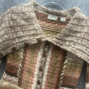 Sleeping on Snow Chunky Knit Textured Cardigan Sweater Womens M Coral Tan - Picture 1 of 10