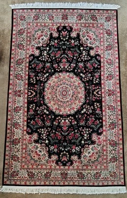 ALFOMBRA CHINA ABUSSON 6x9 lana merino negra y marfil ALFOMBRA ORIENTAL FINA LÍNEA 160 Foto 1 de 4