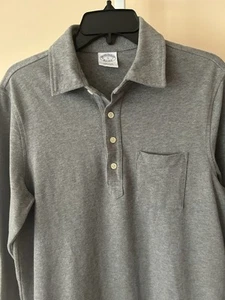 Brooks Brothers Performance Mens Polo Shirt S Cotton Gray Long Sleeve Logo - Picture 1 of 14