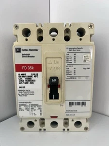 Cutler-Hammer FD3060 Circuit Breaker 60A 3P 600V 3PH FD35K 60 Amp 3 Pole Used - Picture 1 of 4