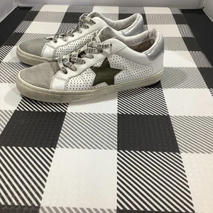 Vintage Havanna Schuhe Damen 7 weiß silber grün Leder sportliche Turnschuhe - Bild 1 von 7