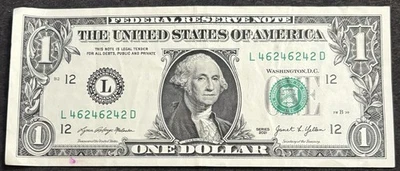 2021 San Francisco $1 Bill Trinary Evens Only Repeat 462462 Solid Fancy Note - Image 1 of 2