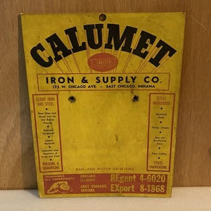 Vintage board advertising sign Calumet Chicago 1940s metal and steel company - Picture 1 of 7