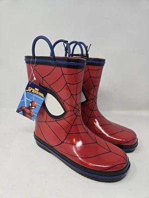 Marvel Spider Man Rubber Rain Boots Kids Youth Size 13-1 New - Image 1 of 4