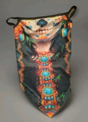 Day Of The Dead Face Neck Mask Gaitor - Colorful, Ear Loops - Image 1 of 4