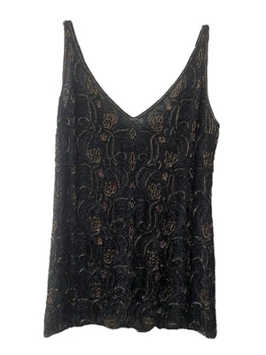 Топ Valentino черный шелковый камзол с бисером украшенный V-образным вырезом - размер 12 - Изображение 1 из 4