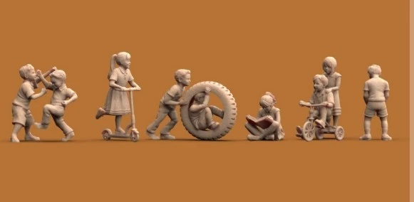 Peddinghaus 3D Druck 72F429 Children Playing / Spielende Kinder