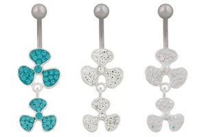 925 ECHT SILBER + Titan *** Bananabell Bauchnabelpiercing Propeller Blume - Picture 1 of 5