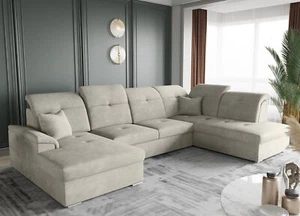 Wohnlandschaft Schlafsofa FREJA Stoff Brooklyn Beige Langer Schenkel Rechts - Bild 1 von 5