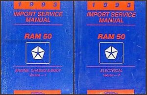 1993 Dodge Ram 50 Pickup Truck Shop Manual 2 Volume Set OEM Repair Service Books