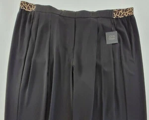John Mark Wide Leg Pants Size 3X Women's Black Cheetah Print Elastic Band - Picture 1 of 8