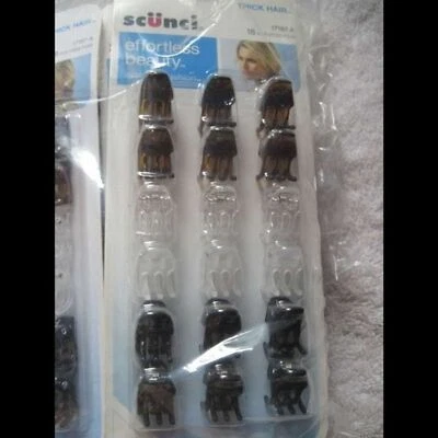 18 Scunci Effortless Beauty Thick Hair Micro Mini Plastic Claw Jaw Black Clear - Image 1 of 4