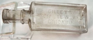Antique Clear Bottle Gillets Chemical Works Chicago 4 3/4" 1867-1880 Food - Picture 1 of 7