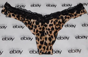 NEW Victoria's Secret Very Sexy High-Leg Thong Panty Animal Print Satin XL VS - Picture 1 of 2
