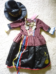 RELIBEAUTY Mad Hatter Costume DRESS-& HAT-sz 6- Alice in Wonderland- Halloween - Picture 1 of 4