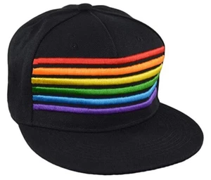 Rainbow Pride Striped Snapback Hat with 3D Embroidered Design - Picture 1 of 1