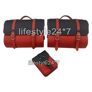 For Royal Enfield "Leather Saddle Pannier Bags & Tank Pouch" Classic Reborn 350 - Picture 1 of 5