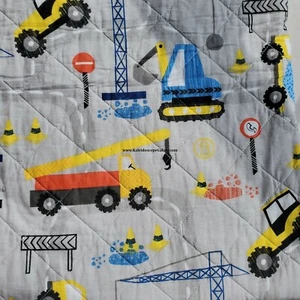 CONSTRUCTION 5pc Twin Quilt & Sham & Sheets Bulldozer Excavator Dump Truck - Picture 1 of 9