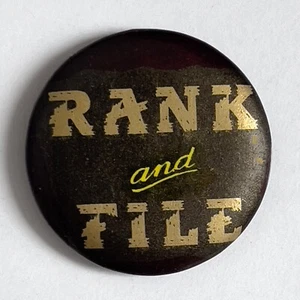 Vintage 1981 RANK and FILE promo pin Slash button Sundown badge Austin TX band - Bild 1 von 2