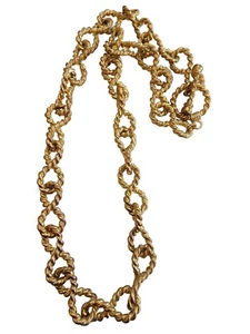 Vintage signierte Ciro schwere strukturierte Gliederkette mit Glaskabine Knebel Halskette - Bild 1 von 7