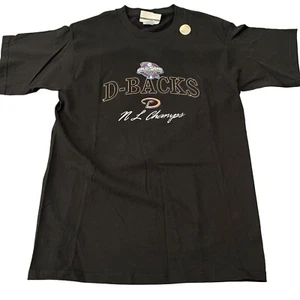 2001 MLB NL Champs D-backs World Series Black SS T-shirt Lee Sports, Size M NWT - Picture 1 of 7