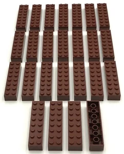 Lego 25 nuevos ladrillos marrón rojizo 2 x 8 bloques de construcción de pernos - Imagen 1 de 1