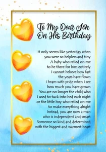 NEW DESIGN To MY Dear Son On His Birthday A5 Card for Him Birthday Love - Picture 1 of 3