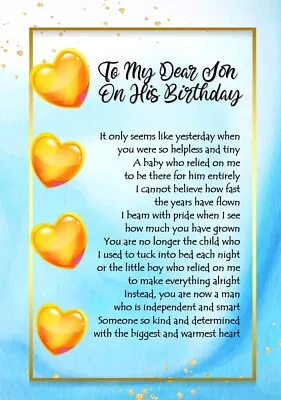 PICTURE THIS NEW DESIGN To MY Dear Son On His Birthday A5 Card for Him Birthday Love