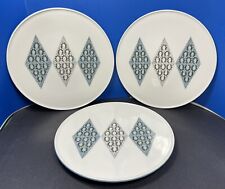 Set of 3 Informal True China Iroquois Blue Diamonds Ben Seibel Dinner Plates 10”
