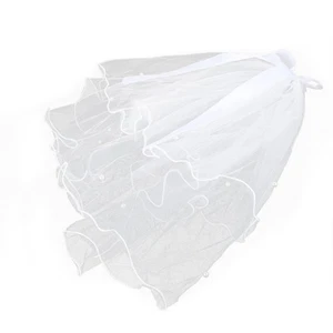 Women's Wedding Veil Double Layer Tulle Headpiece Bowknot Style - Picture 1 of 11