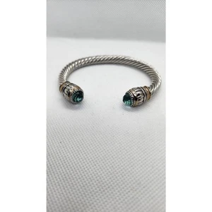 Topaz and silver wired Cuff Bracelet - Picture 1 of 8