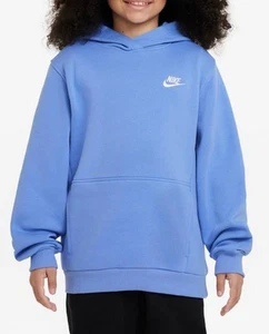 Nike Sportswear Club Fleece Big Kids' Pullover Hoodie Size M Royal Pulse/White - Picture 1 of 8