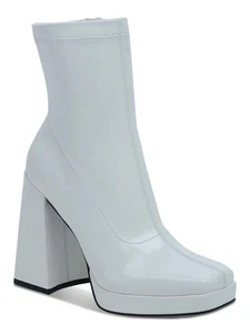 Wild Pair Damenstiefel weiß gepolstert Stretch schön eckige Zehenpartie ausgestellt 9 M - Bild 1 von 10