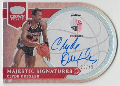2022-23 Panini Crown Royale Clyde Drexler Majestic Signatures Die Cut Auto /49 - Image 1 of 2