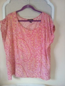 Lauren Ralph Lauren Women's 3X Short Sleeve Colorful Top - Picture 1 of 8
